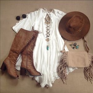 Lace Tan Boots